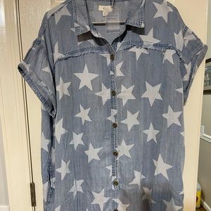 Easel Denim Star Dress NEW LARGE